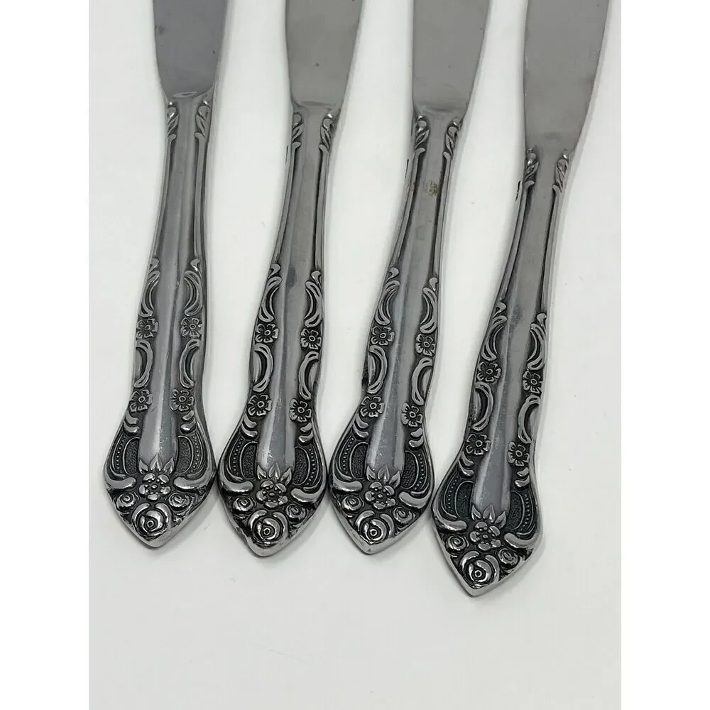 United Silver Acadia Stainless Dinner Place Knife Japan 8 3/8” Set Of 4